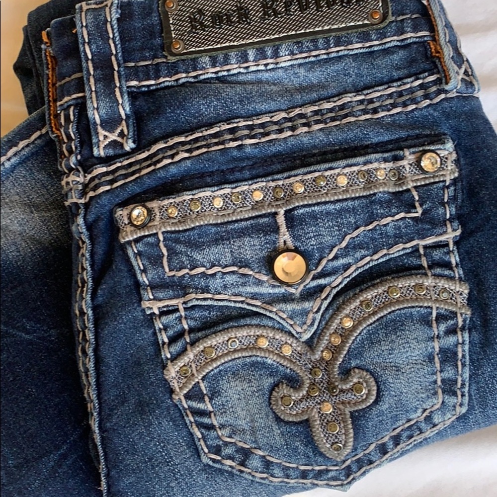 Rock Revivals dark wash, boot cut